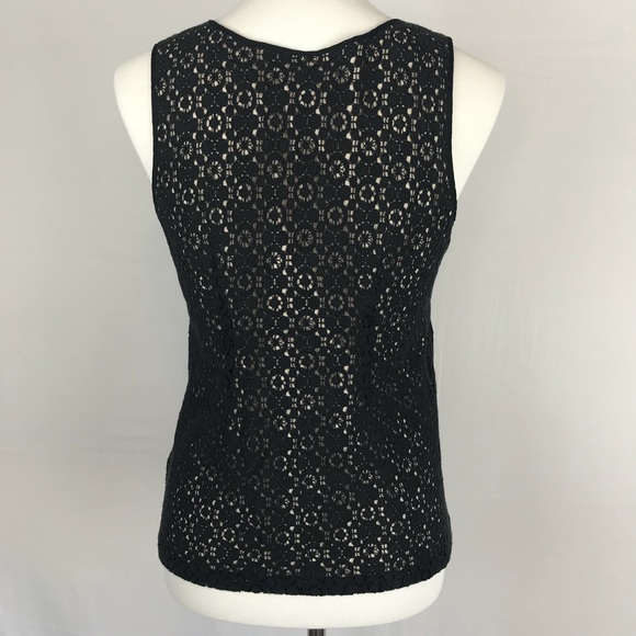 J Crew Black Eyelet Dressy Tank Sz 4 - Picture 2 of 7